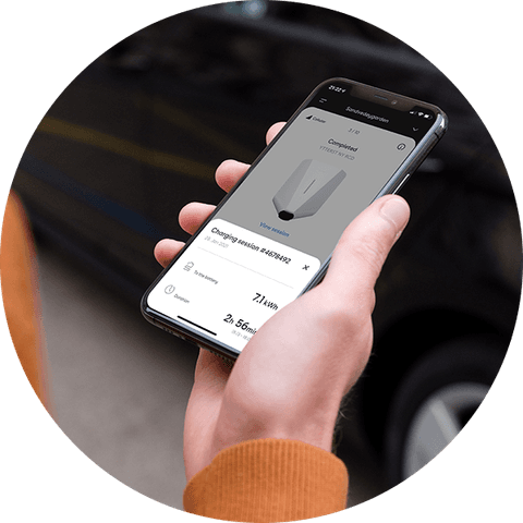 Easee app op een telefoon